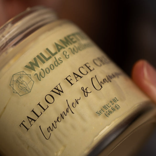 Close up of face cream jar with creamy background