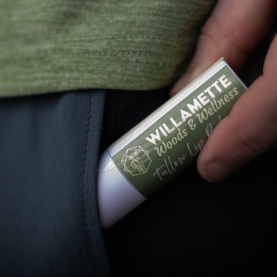 Tallow Lip Balm in pocket
